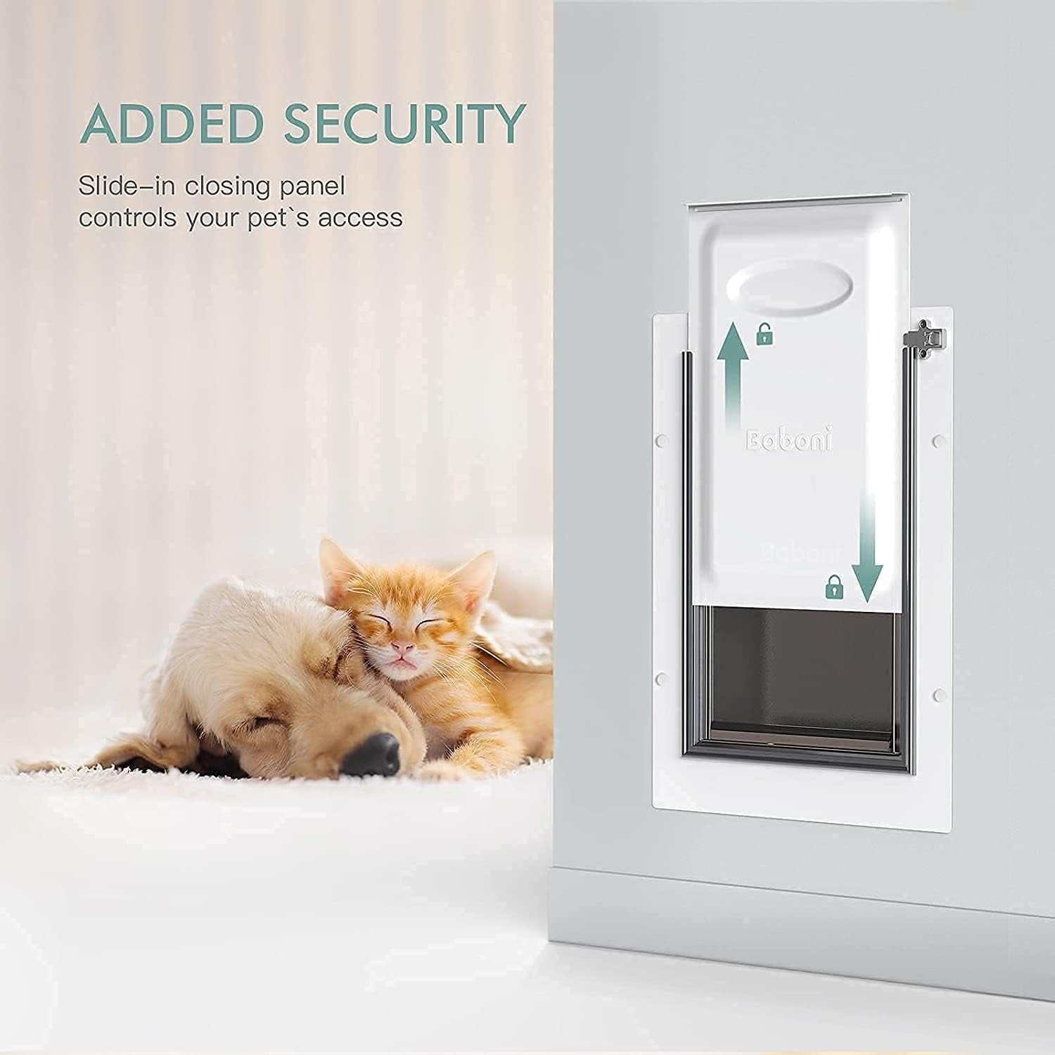 Pet Door for Wall, Steel Frame and Telescoping Tunnel, Aluminum Lock, Double Flap Dog Door and Cat Door, Strong and Durable (Pets up to 100 Lb) -Large