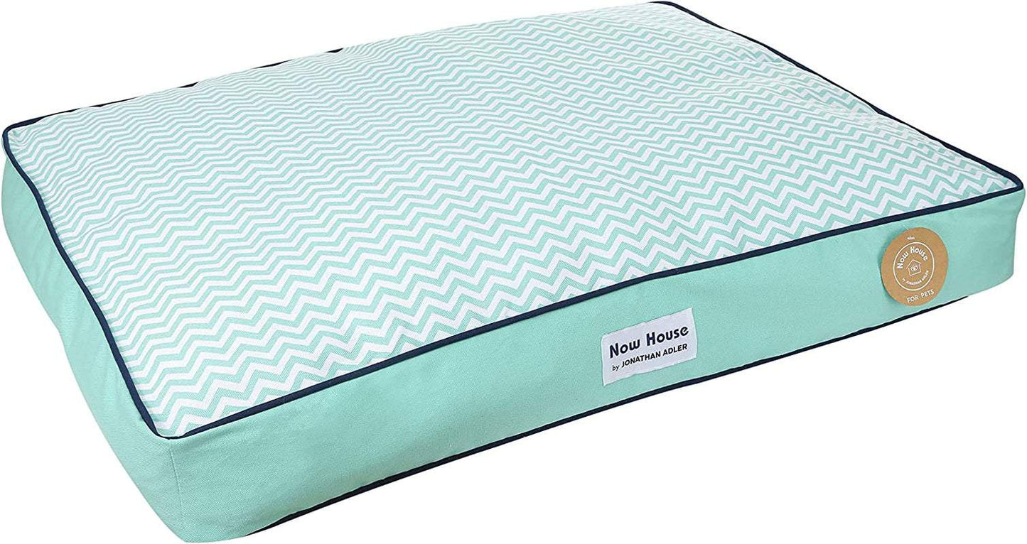 Jonathan Adler Now House for Pets teal chevron large machine washable dog bed