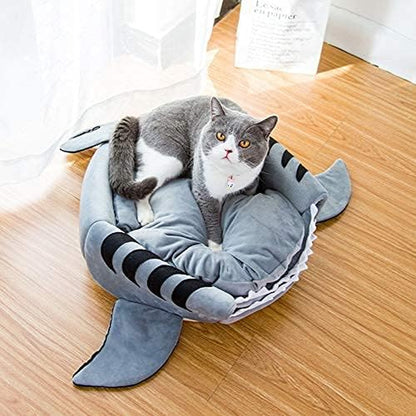 Dog Bed Shark Cat Bed Pet Cave for Small Pets with Removable Cushion Water Resistant Bottom Machine Washable Lovely Pet House Gift for Pet