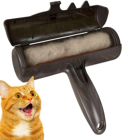 Grey pet hair remover roller for furniture and clothing, reusable lint roller for dog and cat hair cleaning