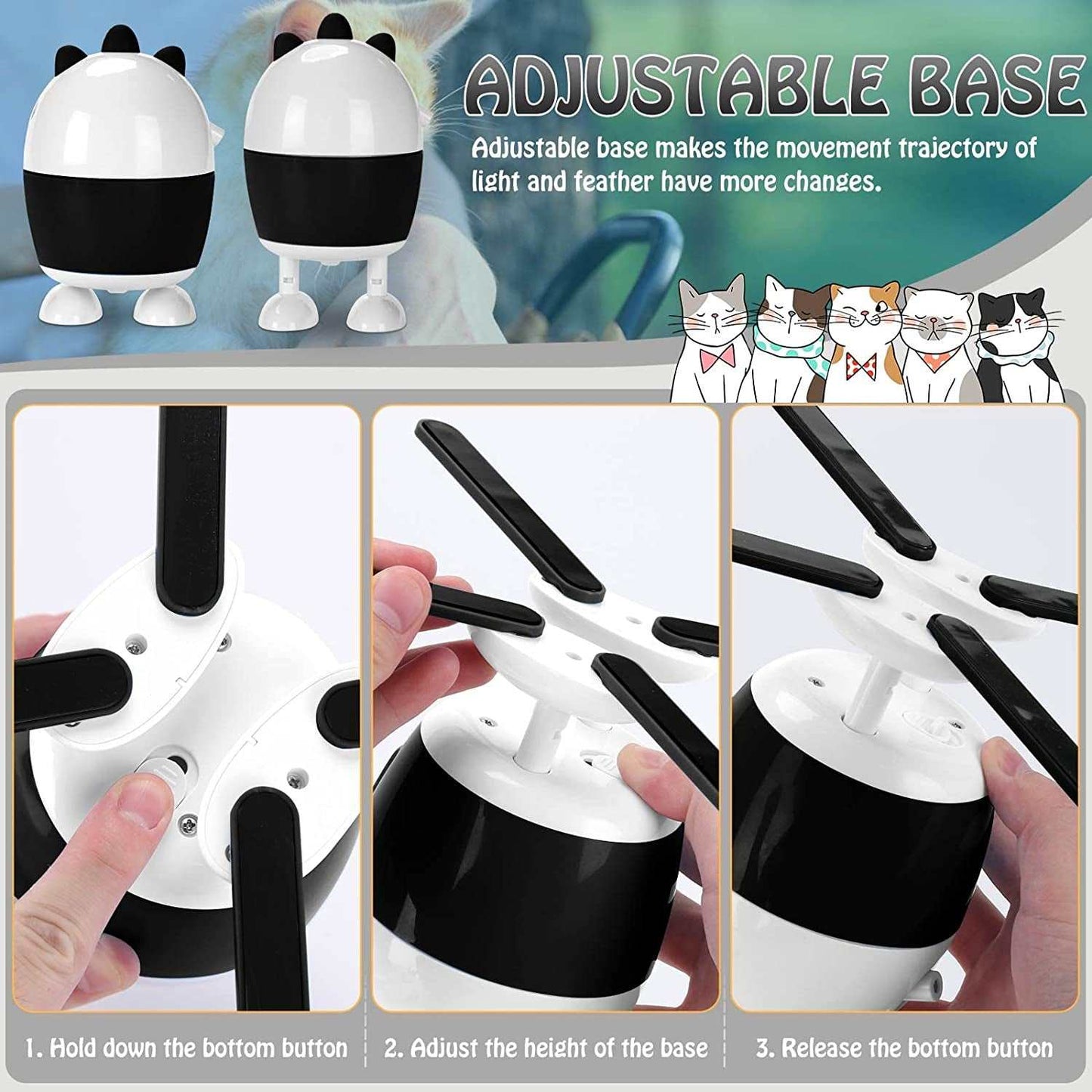 Cat Toys Interactive, Cat Light Toy and Cat Feather Toys 2 in 1, Recharge Cat Exercise Toys for Indoor Cats Automatic Cat Toys Interactive for Kitten