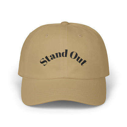Classic Dad Cap — "Stand Out" Embroidered White Baseball Hat