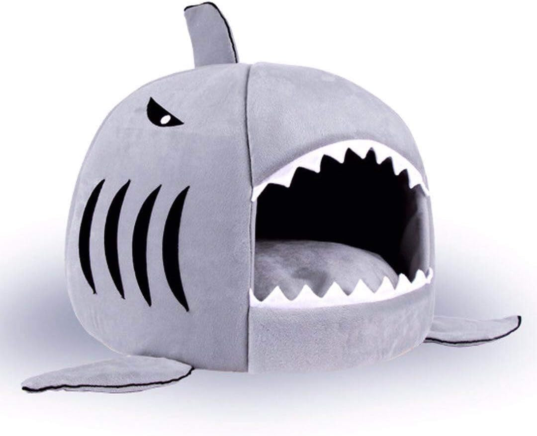 Dog Bed Shark Cat Bed Pet Cave for Small Pets with Removable Cushion Water Resistant Bottom Machine Washable Lovely Pet House Gift for Pet