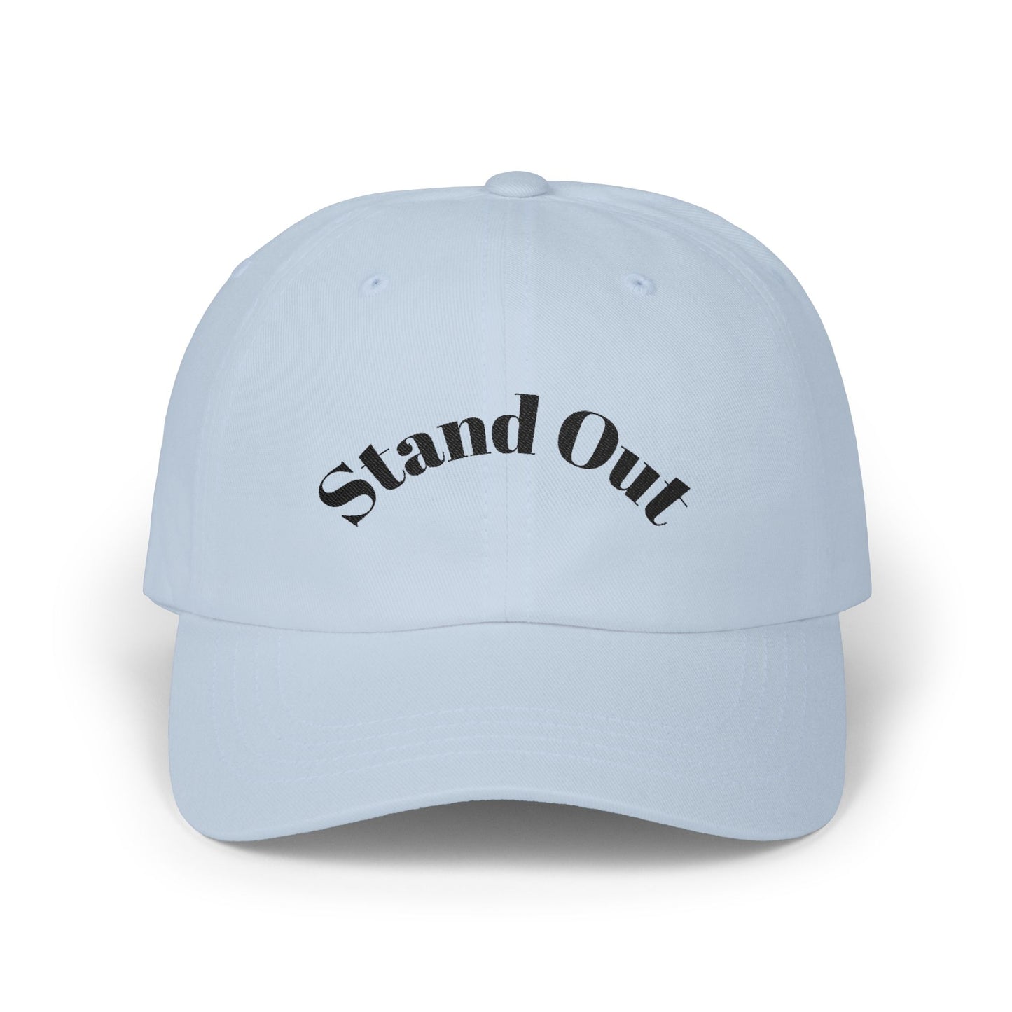 Classic Dad Cap — "Stand Out" Embroidered White Baseball Hat