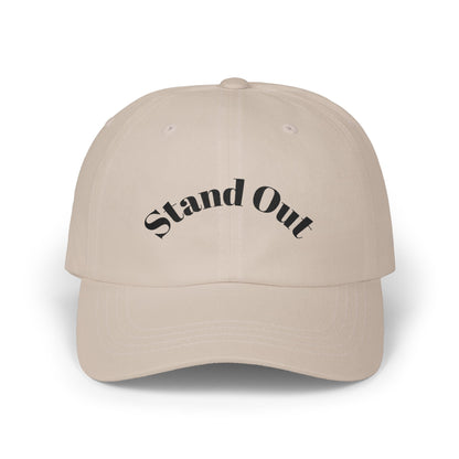 Classic Dad Cap — "Stand Out" Embroidered White Baseball Hat