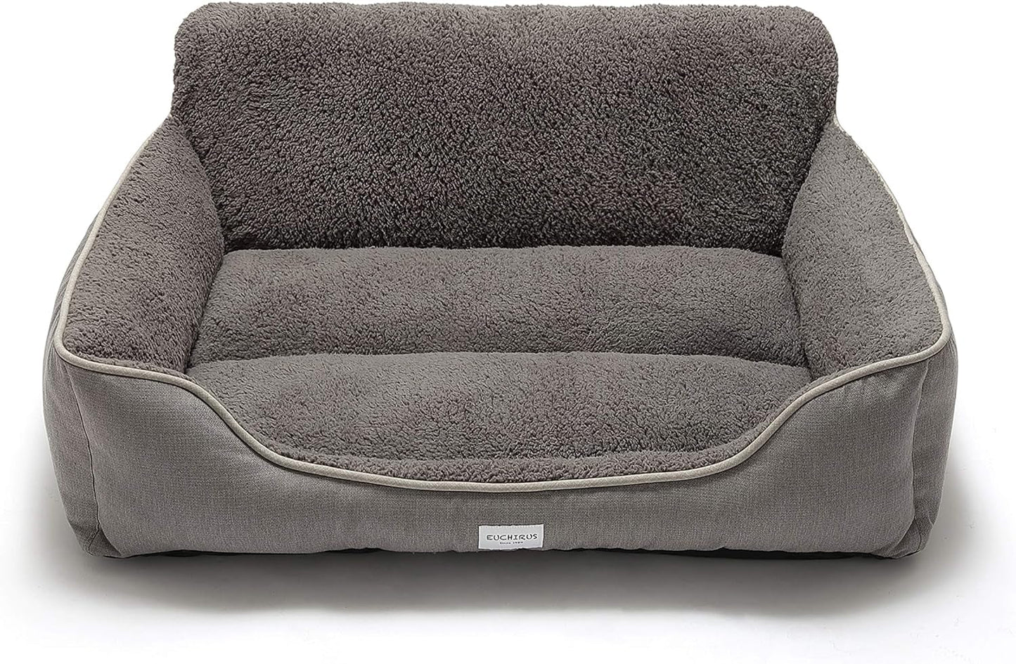 Medium grey rectangle dog bed with washable cover and anti-slip bottom for small to large dogs