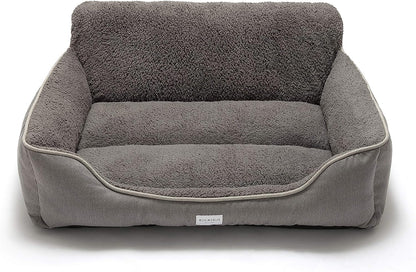 Medium grey rectangle dog bed with washable cover and anti-slip bottom for small to large dogs