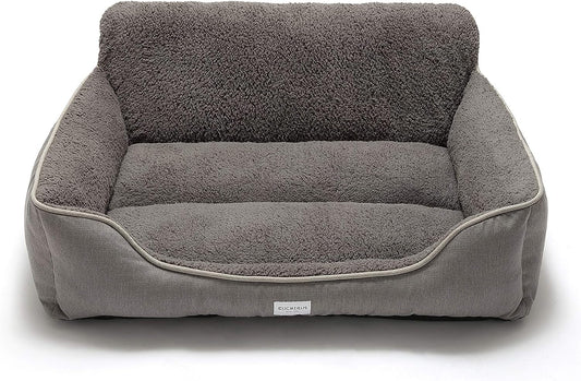 Medium grey rectangle dog bed with washable cover and anti-slip bottom for small to large dogs