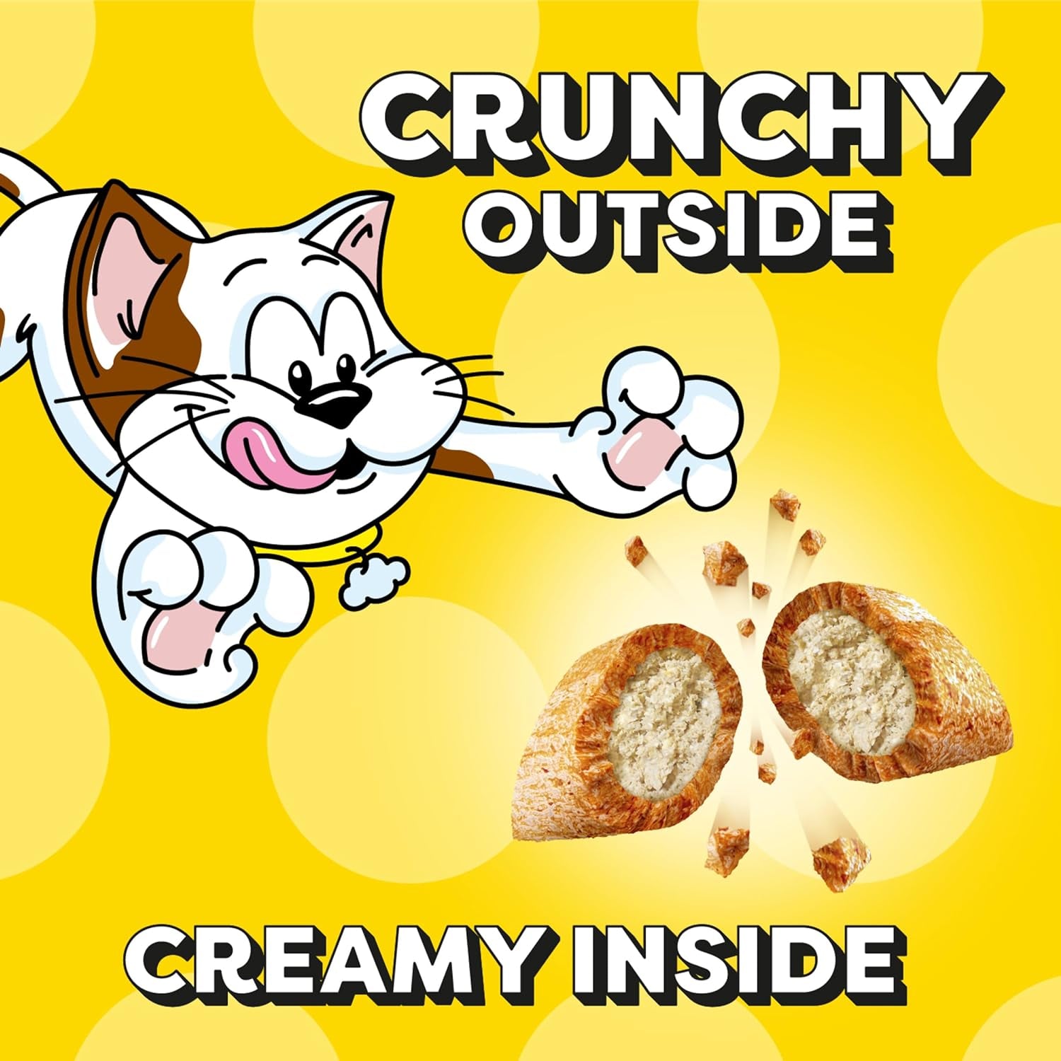 Jumbo Stuffed Cat Treats, Crunchy and Soft Cat Treats, Tasty Chicken Flavor, 2.5 Oz. Pouch (Pack of 12)