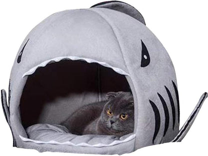 Dog Bed Shark Cat Bed Pet Cave for Small Pets with Removable Cushion Water Resistant Bottom Machine Washable Lovely Pet House Gift for Pet
