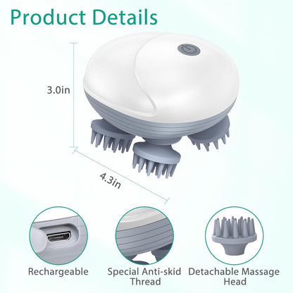Electric Pet Massager for Dogs and Cats, Rechargeable Cat & Dog Massager with 96 Soft Silicone Contacts, 3 Kneading Modes, IPX6 Waterproof Handheld Massage Tool for Head, Back, White