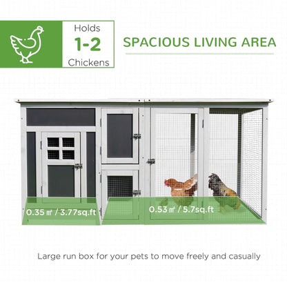 Pawhut 63" Chicken Coop Wooden Chicken House Rabbit Hutch Poultry Cage Hen Pen Backyard PC Roof with Run Box