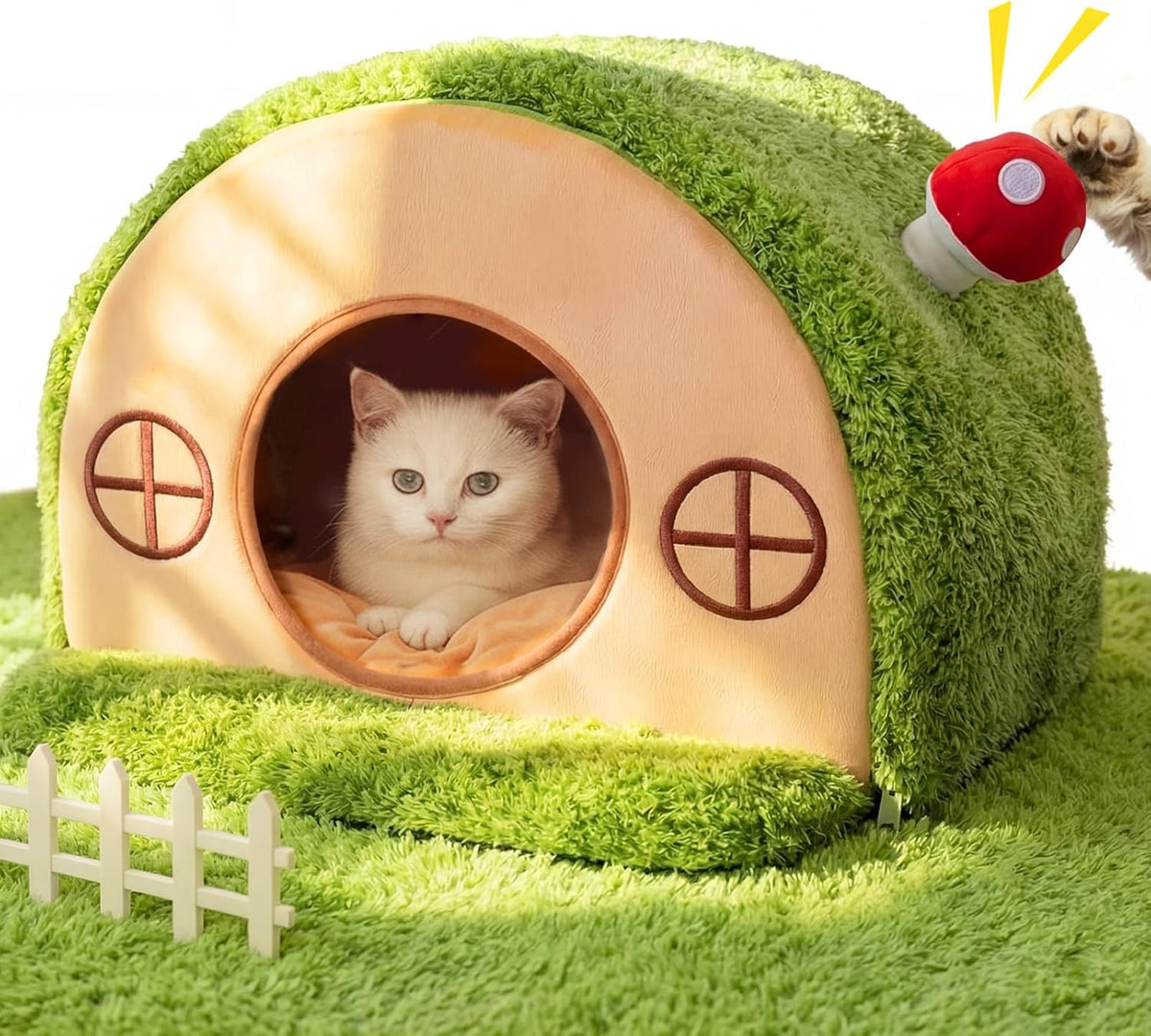 Tree Hole Cat Bed indoor cat house with removable cushion and anti-slip base