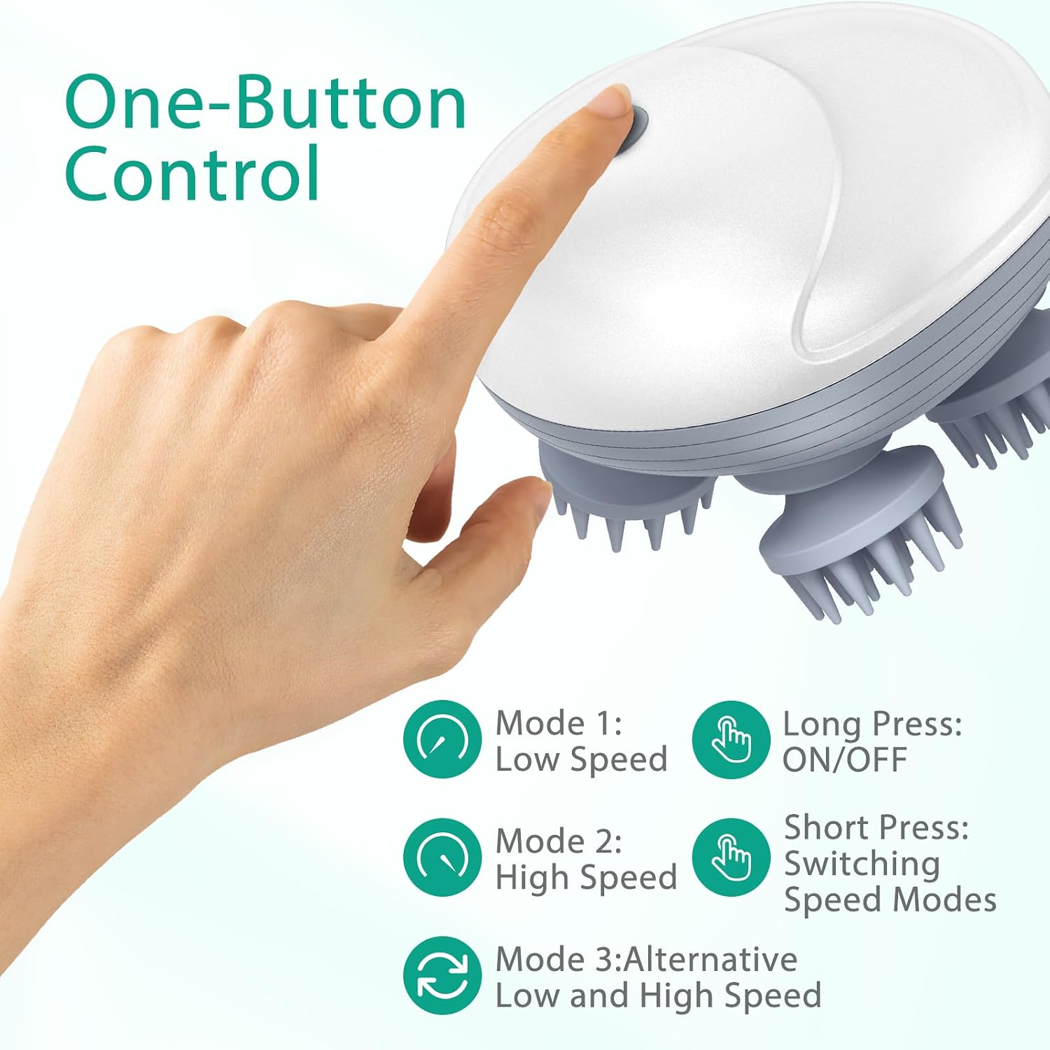 Electric Pet Massager for Dogs and Cats, Rechargeable Cat & Dog Massager with 96 Soft Silicone Contacts, 3 Kneading Modes, IPX6 Waterproof Handheld Massage Tool for Head, Back, White
