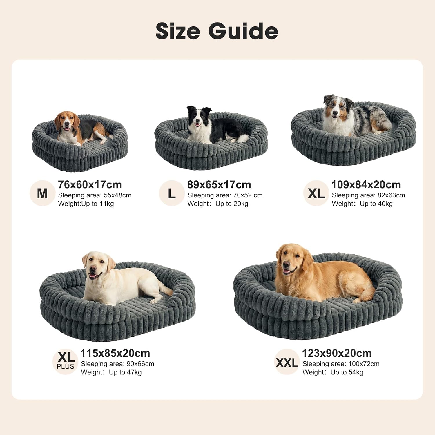 Extra Large Dog Bed, Washable Orthopedic Dog Beds with Waterproof Removable Cover, Anti-Slip Bottom XL Dog Bed, Anti-Anxiety Pet Bed, Thick Supportive Dogs Sofa, 109X84X20Cm, Grey