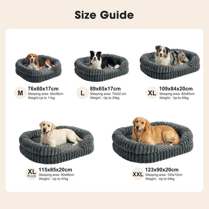 Extra Large Dog Bed, Washable Orthopedic Dog Beds with Waterproof Removable Cover, Anti-Slip Bottom XL Dog Bed, Anti-Anxiety Pet Bed, Thick Supportive Dogs Sofa, 109X84X20Cm, Grey