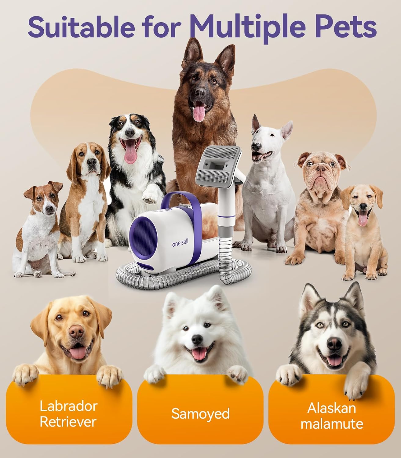 Dog Grooming Kit with 12 Kpa Vacuum,Dog Vacuum Groomer | Powerful Suction 99% Pet Hair,58Db Quiet Pet Grooming Kit,Pet Hair Remover for Shedding and Tangled Hairs,1.5L