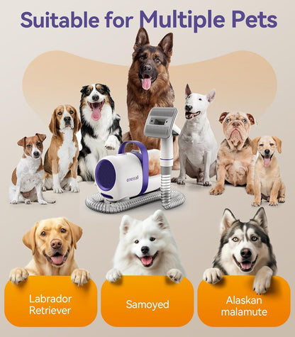 Dog Grooming Kit with 12 Kpa Vacuum,Dog Vacuum Groomer | Powerful Suction 99% Pet Hair,58Db Quiet Pet Grooming Kit,Pet Hair Remover for Shedding and Tangled Hairs,1.5L