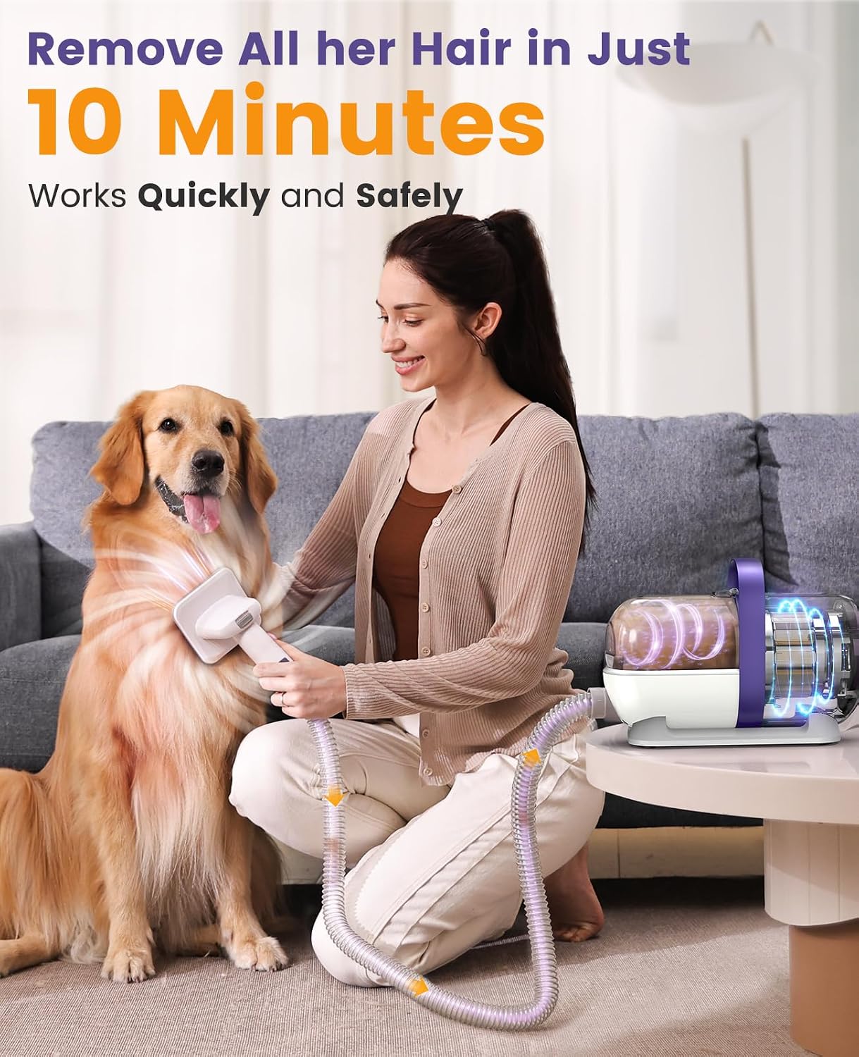 Dog Grooming Kit with 12 Kpa Vacuum,Dog Vacuum Groomer | Powerful Suction 99% Pet Hair,58Db Quiet Pet Grooming Kit,Pet Hair Remover for Shedding and Tangled Hairs,1.5L