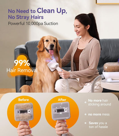 Dog Grooming Kit with 12 Kpa Vacuum,Dog Vacuum Groomer | Powerful Suction 99% Pet Hair,58Db Quiet Pet Grooming Kit,Pet Hair Remover for Shedding and Tangled Hairs,1.5L