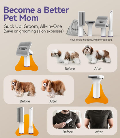 Dog Grooming Kit with 12 Kpa Vacuum,Dog Vacuum Groomer | Powerful Suction 99% Pet Hair,58Db Quiet Pet Grooming Kit,Pet Hair Remover for Shedding and Tangled Hairs,1.5L