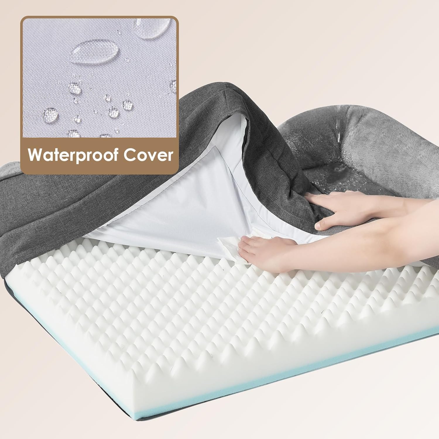 Memory Foam Dog Beds Medium, 76X51X16Cm, Dark Grey | Orthopedic Washable Dog Bed Sofa with Sides, Waterproof Liner, Pet Couch with Removable Cover, Non-Slip Bottom, Chew Proof
