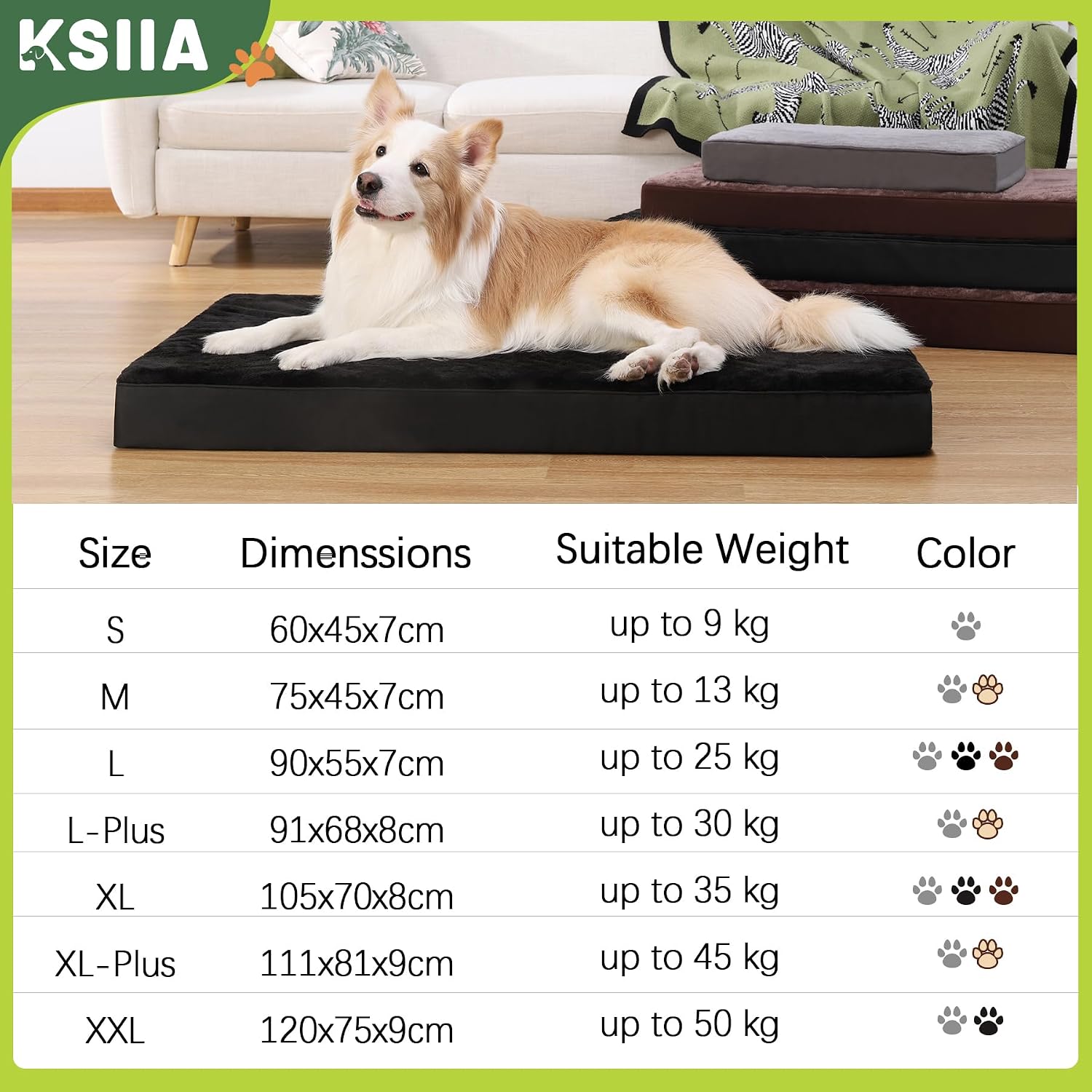 Dog Beds Large Washable, Orthopedic Dog Crate Beds with Waterproof Removable Cover, Flat Mattress Non Skid Bottom, Pet Beds for Dogs, Grey, 88X55X7Cm