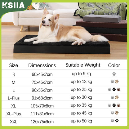 Dog Beds Large Washable, Orthopedic Dog Crate Beds with Waterproof Removable Cover, Flat Mattress Non Skid Bottom, Pet Beds for Dogs, Grey, 88X55X7Cm