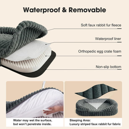Extra Large Dog Bed, Washable Orthopedic Dog Beds with Waterproof Removable Cover, Anti-Slip Bottom XL Dog Bed, Anti-Anxiety Pet Bed, Thick Supportive Dogs Sofa, 109X84X20Cm, Grey