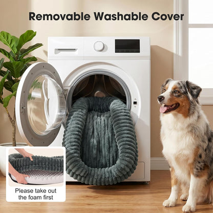 Extra Large Dog Bed, Washable Orthopedic Dog Beds with Waterproof Removable Cover, Anti-Slip Bottom XL Dog Bed, Anti-Anxiety Pet Bed, Thick Supportive Dogs Sofa, 109X84X20Cm, Grey