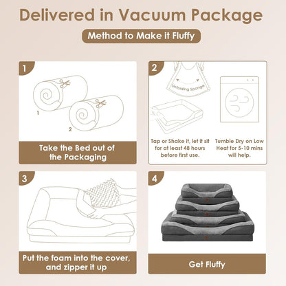 Memory Foam Dog Beds Medium, 76X51X16Cm, Dark Grey | Orthopedic Washable Dog Bed Sofa with Sides, Waterproof Liner, Pet Couch with Removable Cover, Non-Slip Bottom, Chew Proof