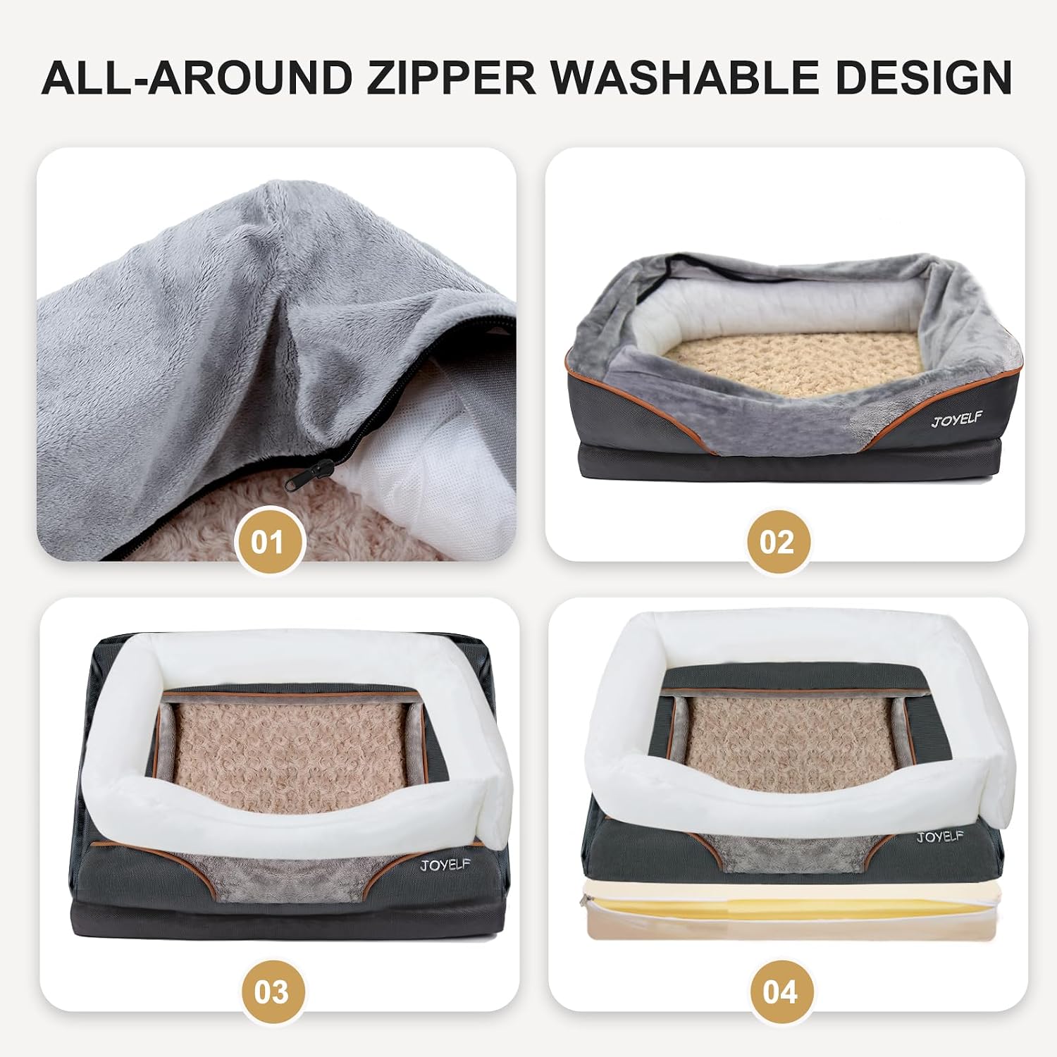 Large Memory Foam Dog Bed, Orthopedic Dog Bed & Sofa with Removable Washable Cover and Squeaker Toy as Gift