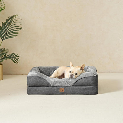 Memory Foam Dog Beds Medium, 76X51X16Cm, Dark Grey | Orthopedic Washable Dog Bed Sofa with Sides, Waterproof Liner, Pet Couch with Removable Cover, Non-Slip Bottom, Chew Proof