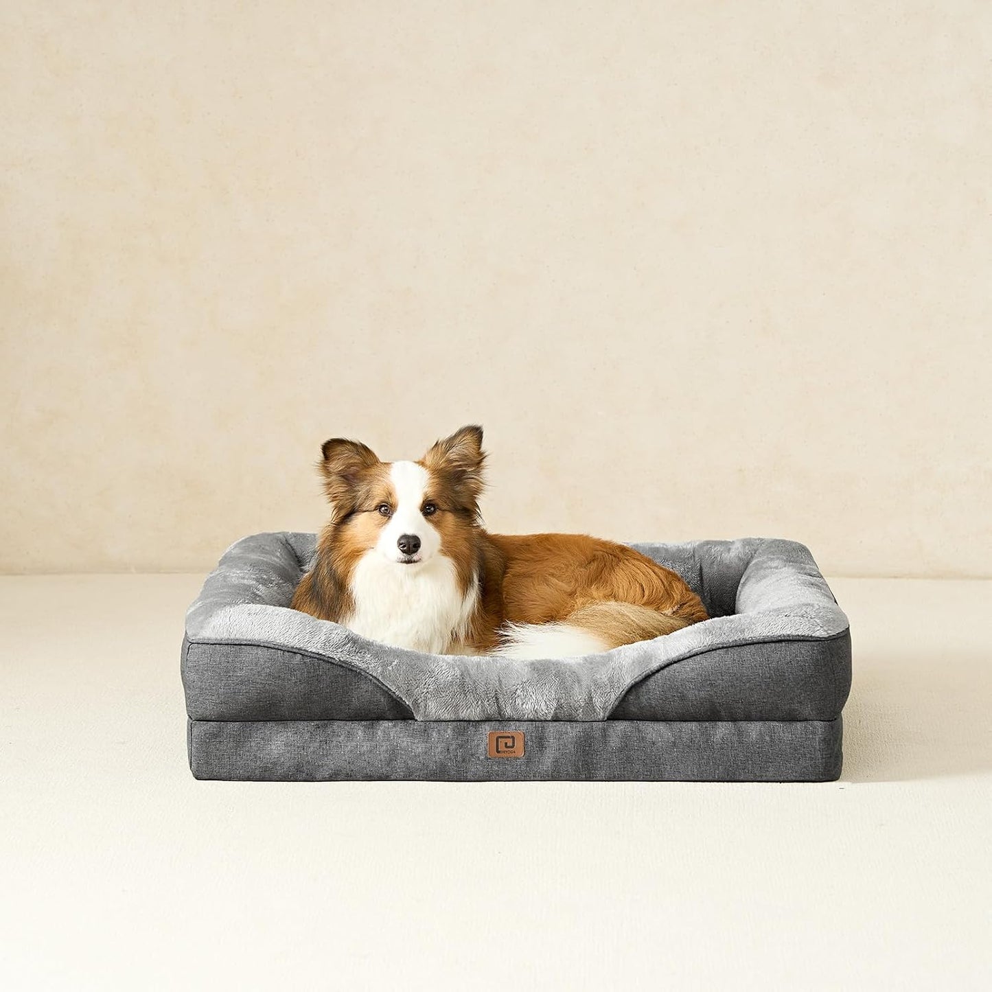 Memory Foam Dog Beds Medium, 76X51X16Cm, Dark Grey | Orthopedic Washable Dog Bed Sofa with Sides, Waterproof Liner, Pet Couch with Removable Cover, Non-Slip Bottom, Chew Proof