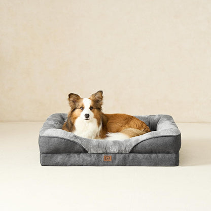 Memory Foam Dog Beds Medium, 76X51X16Cm, Dark Grey | Orthopedic Washable Dog Bed Sofa with Sides, Waterproof Liner, Pet Couch with Removable Cover, Non-Slip Bottom, Chew Proof