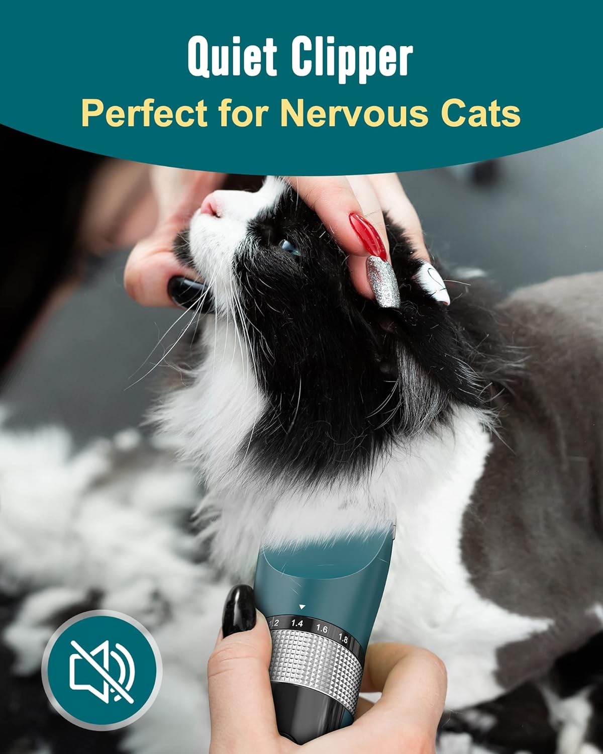 Cat Clippers for Matted Fur,5 Speed Quiet Cordless Cat Clippers | Cat Grooming Kit with Scissors and Steel Comb,Ipx6 Waterproof Dog Trimmer Shaver for Dogs Cats Animals for Long Hair