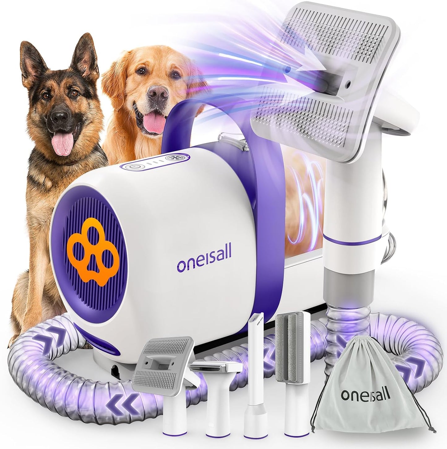 Dog Grooming Kit with 12 Kpa Vacuum,Dog Vacuum Groomer | Powerful Suction 99% Pet Hair,58Db Quiet Pet Grooming Kit,Pet Hair Remover for Shedding and Tangled Hairs,1.5L