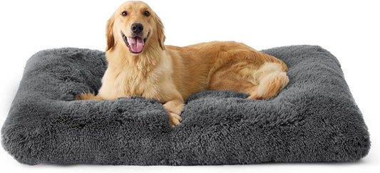 Dog Crate Bed Extra Large - XL Fluffy Crate Mattress Washable with anti Slip Bottom, Dog Anxiety Pillow Cushion for Xlarge Pets, Dark Grey, 104X69Cm
