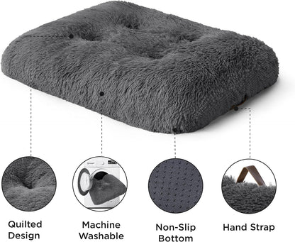 Dog Crate Bed Extra Large - XL Fluffy Crate Mattress Washable with anti Slip Bottom, Dog Anxiety Pillow Cushion for Xlarge Pets, Dark Grey, 104X69Cm
