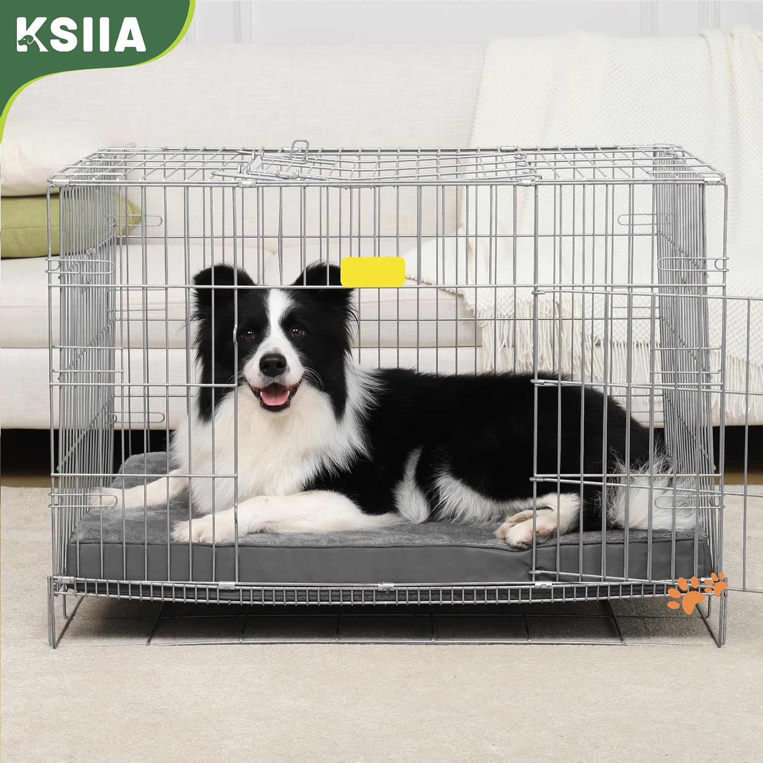Dog Beds Large Washable, Orthopedic Dog Crate Beds with Waterproof Removable Cover, Flat Mattress Non Skid Bottom, Pet Beds for Dogs, Grey, 88X55X7Cm