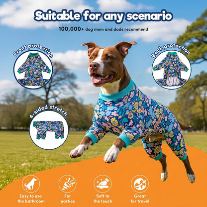 Onsie for Dog after Surgery Big Dogs, Big Dog Clothes, Post Surgery Onesie, Lightweight Fabric Pitbull Dog Pullover Pajamas, Puppy Pajamas, Pitbull Clothes, Blue Green M
