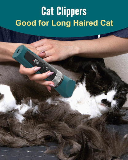 Cat Clippers for Matted Fur,5 Speed Quiet Cordless Cat Clippers | Cat Grooming Kit with Scissors and Steel Comb,Ipx6 Waterproof Dog Trimmer Shaver for Dogs Cats Animals for Long Hair