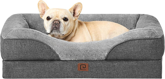 Memory Foam Dog Beds Medium, 76X51X16Cm, Dark Grey | Orthopedic Washable Dog Bed Sofa with Sides, Waterproof Liner, Pet Couch with Removable Cover, Non-Slip Bottom, Chew Proof