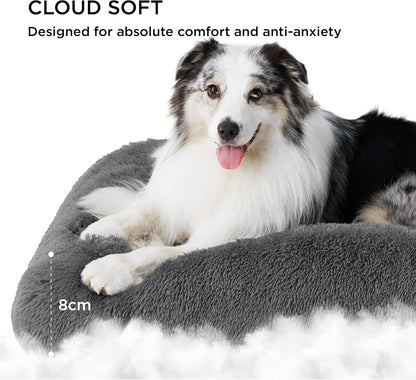 Dog Crate Bed Extra Large - XL Fluffy Crate Mattress Washable with anti Slip Bottom, Dog Anxiety Pillow Cushion for Xlarge Pets, Dark Grey, 104X69Cm