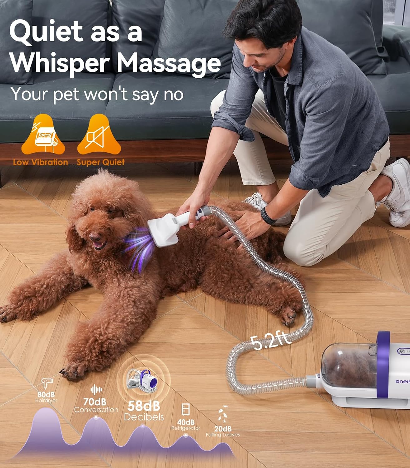 Dog Grooming Kit with 12 Kpa Vacuum,Dog Vacuum Groomer | Powerful Suction 99% Pet Hair,58Db Quiet Pet Grooming Kit,Pet Hair Remover for Shedding and Tangled Hairs,1.5L