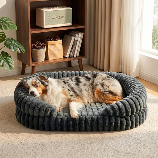 Extra Large Dog Bed, Washable Orthopedic Dog Beds with Waterproof Removable Cover, Anti-Slip Bottom XL Dog Bed, Anti-Anxiety Pet Bed, Thick Supportive Dogs Sofa, 109X84X20Cm, Grey