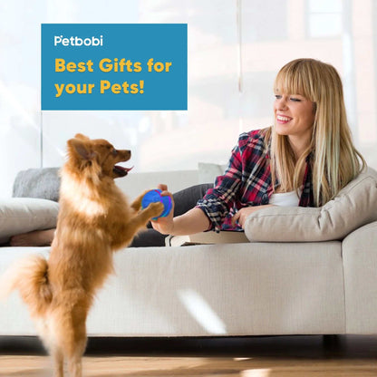 Interactive Toy Dog Ball, Active Rolling Ball for Dogs with Flashing LED Light, Moving Bouncing Toys Ball for Medium Large Dogs, USB Rechargeable, Blue