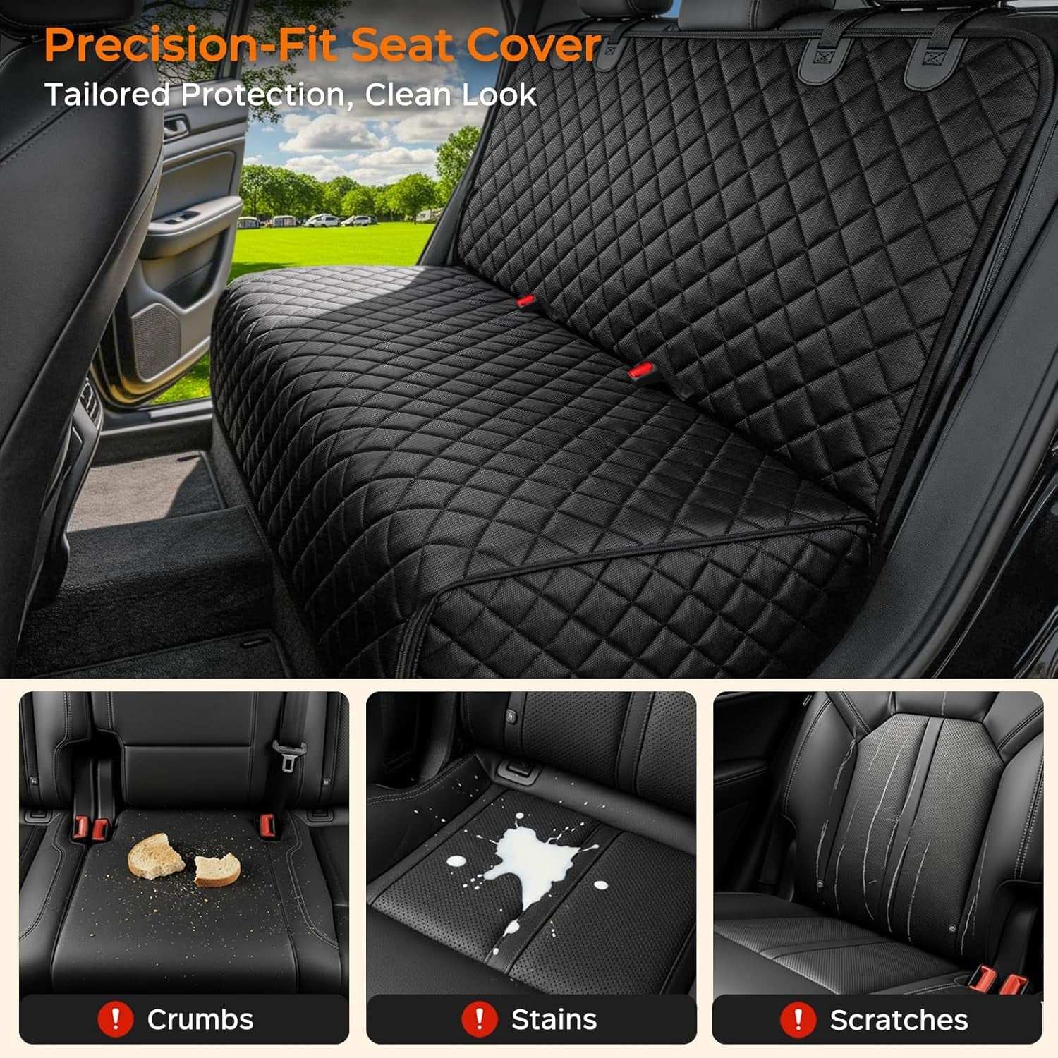 Dog Car Seat Cover for Back Seat, Waterproof Car Seat Protector for Child Carseat & Pets, Nonslip Car Seat Covers for Full Size Suvs & Trucks
