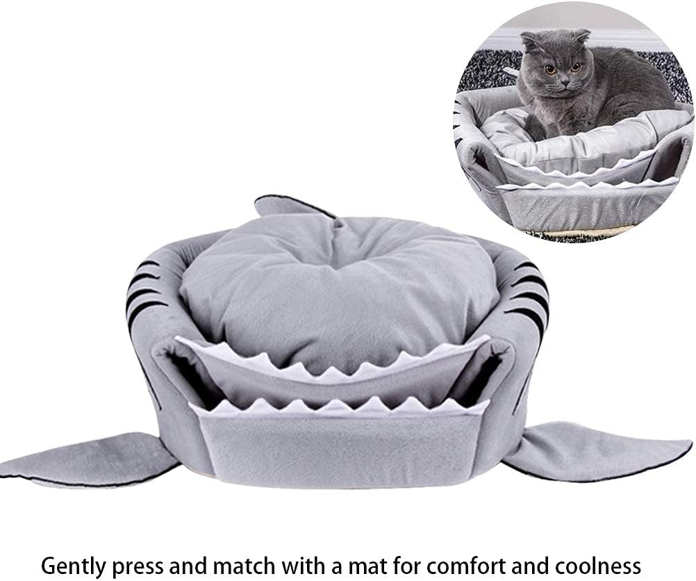 Dog Bed Shark Cat Bed Pet Cave for Small Pets with Removable Cushion Water Resistant Bottom Machine Washable Lovely Pet House Gift for Pet