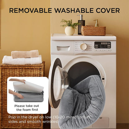 Large Dog Bed Sofa - Washable Orthopedic Dog Couch, 89X63X16Cm | Waterproof Inner Liner, Removable Flannel Cover, Dog Pillow with U-Shape Bolster, Grey Squre Pet Bed